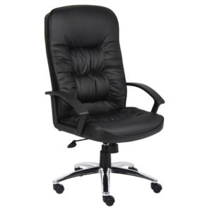 [B7301C]Silla Boss LeatherPlus con respaldo alto y base cromada