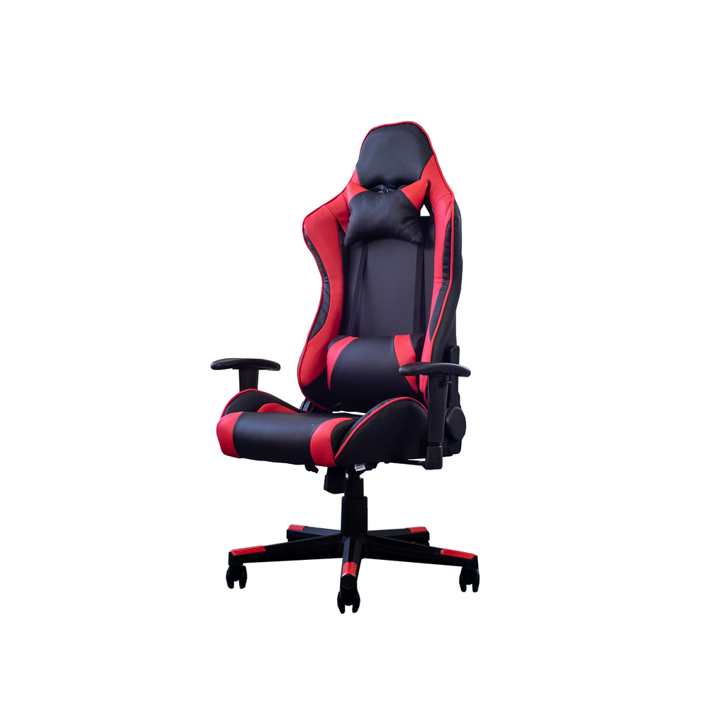 [S-151]Gaming chair rojo con negro de piel sintetica con sistema de 2 palancas para ajuste de altura y reclinacion 180 grados ,brazos de altura ajustable soporte lumbar mecanismo ajustable AJN Furniture™