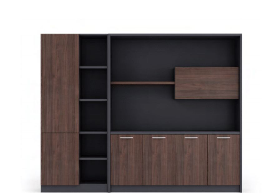 [OZ-2606]Gabinete ejecutivo de 7 puertas en tono american walnut 