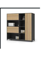 OZ-1940 Gabinete ejecutivo de 5 puertas cafe roble con medidas: 78.75" Ancho X 15.74" Profundidad X 70" Altura linea AJN™ 2000 W X 1600D X 1800H