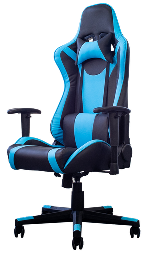 [S-153] [S-153]Gaming chair de piel sintetica con sistema de 2 palancas , soporte lumbar mecanismo ajustable azul con negro AJN Furniture™