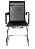 [NF-6004V] [NF-6004V]Silla de visita tapizada en malla color negro y acabados cromados.