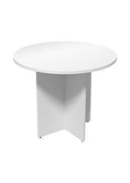 [OZ1344-10WT] [OZ1344-10WT]Mesa de sala de juntas redonda color blanco con un diametro de 39'' y base cruzada en 4 puntas Marca AJN