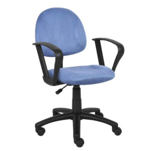 Silla de postura de lujo de microfibra Boss Blue con brazos en bucle.