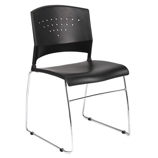 [B1400-BK-1] Silla Boss Black Stack con armazón cromado